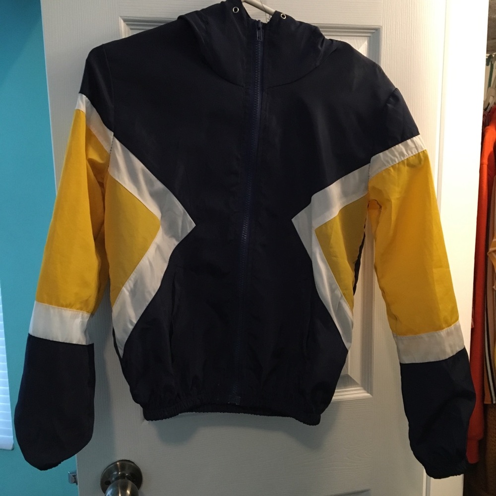 Yellow, Navy, White Windbreaker Jacket